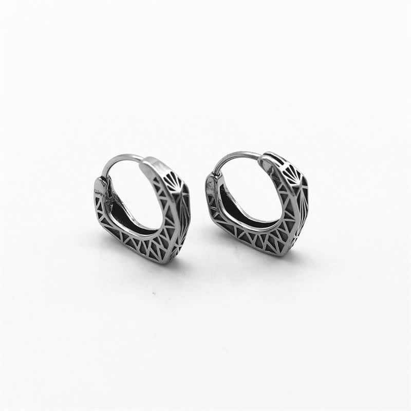 Viking Hoop Titanium Steel Balance Earrings - image 7