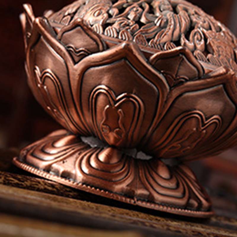 Buddha Stones Tibetan Lotus Shaped Purify Incense Burner - image 5
