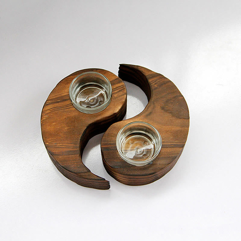 Buddha Stones Yin Yang Wood Candle Holder Meditation Rituals Use Items - image 18
