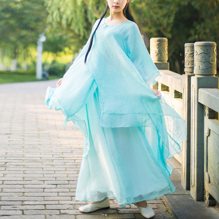 Buddha Stones 3Pcs Yoga Chiffon Clothing Uniform Meditation Zen Practice Women's Set - image 18