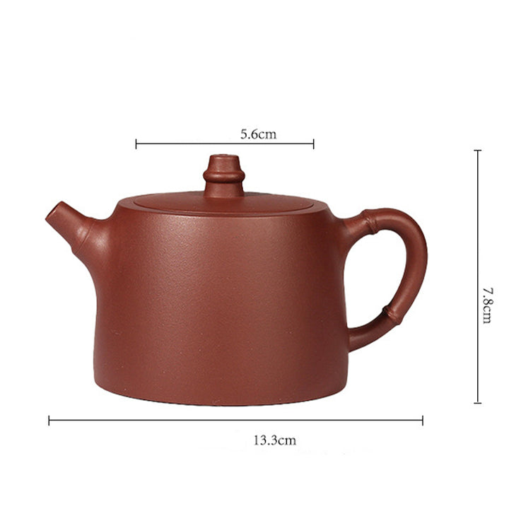 Buddha Stones Handmade Vintage Bamboo Purple Clay Kung Fu Teapot - image 12