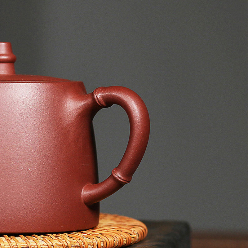Buddha Stones Handmade Vintage Bamboo Purple Clay Kung Fu Teapot - image 8