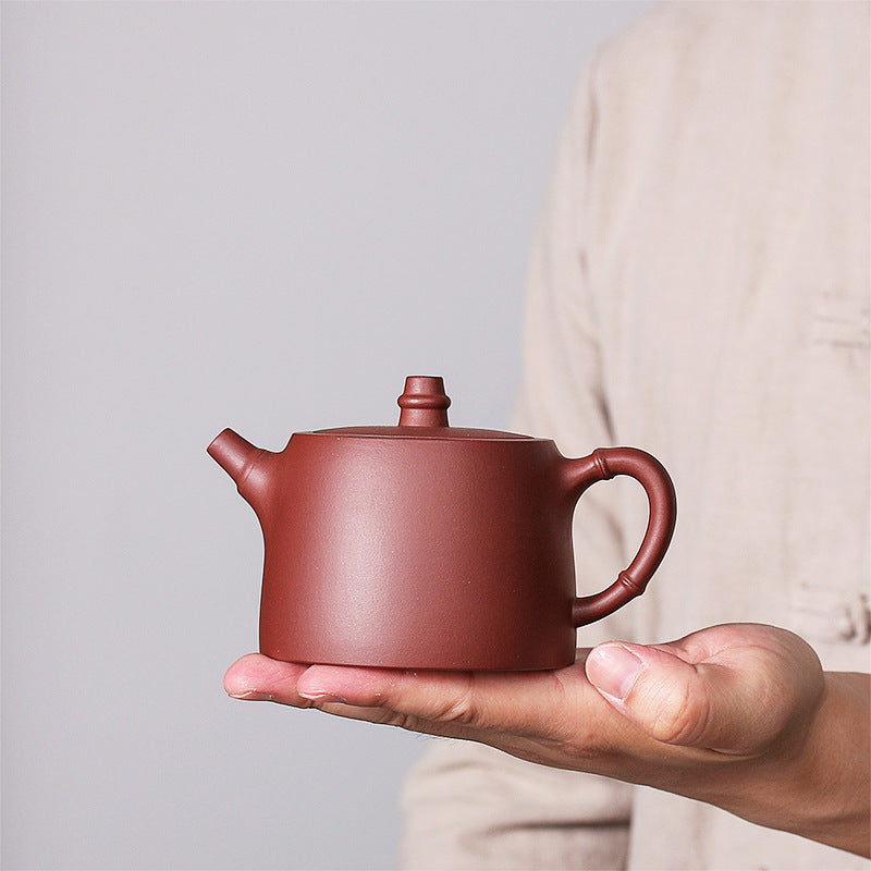 Buddha Stones Handmade Vintage Bamboo Purple Clay Kung Fu Teapot - image 5