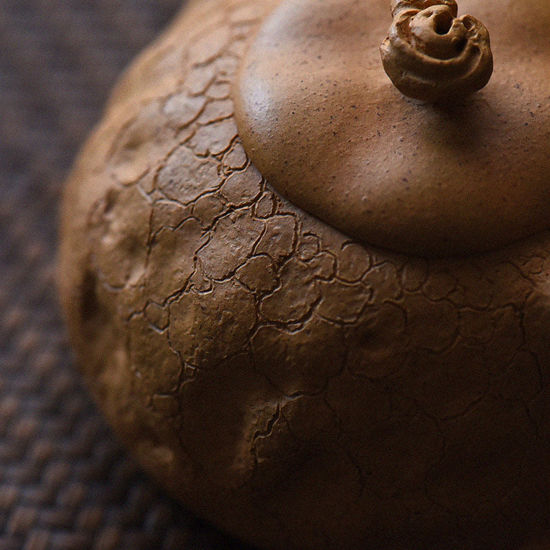 Buddha Stones Handmade Vintage Tree Texture Purple Clay Kung Fu Teapot 220ml - image 4