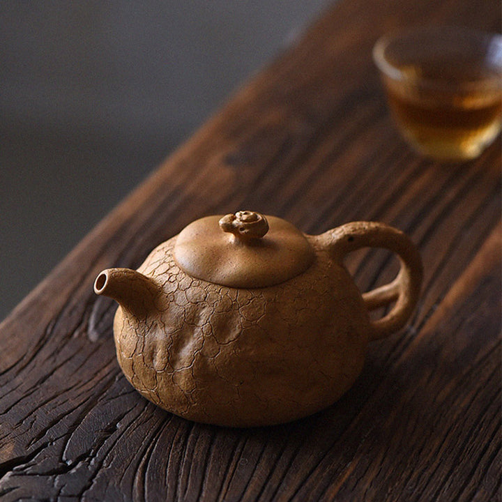 Buddha Stones Handmade Vintage Tree Texture Purple Clay Kung Fu Teapot 220ml - image 5
