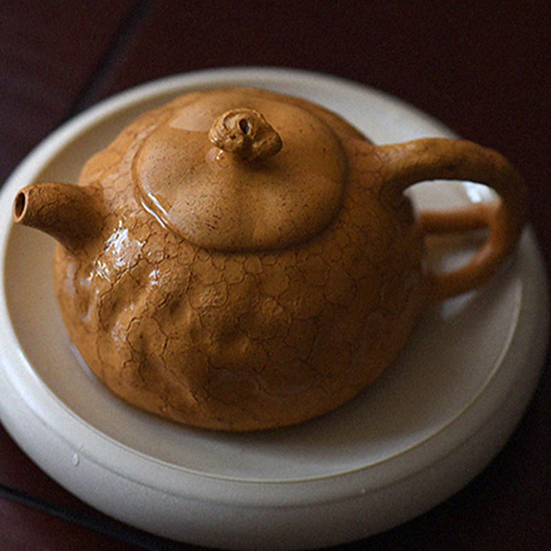 Buddha Stones Handmade Vintage Tree Texture Purple Clay Kung Fu Teapot 220ml - image 17