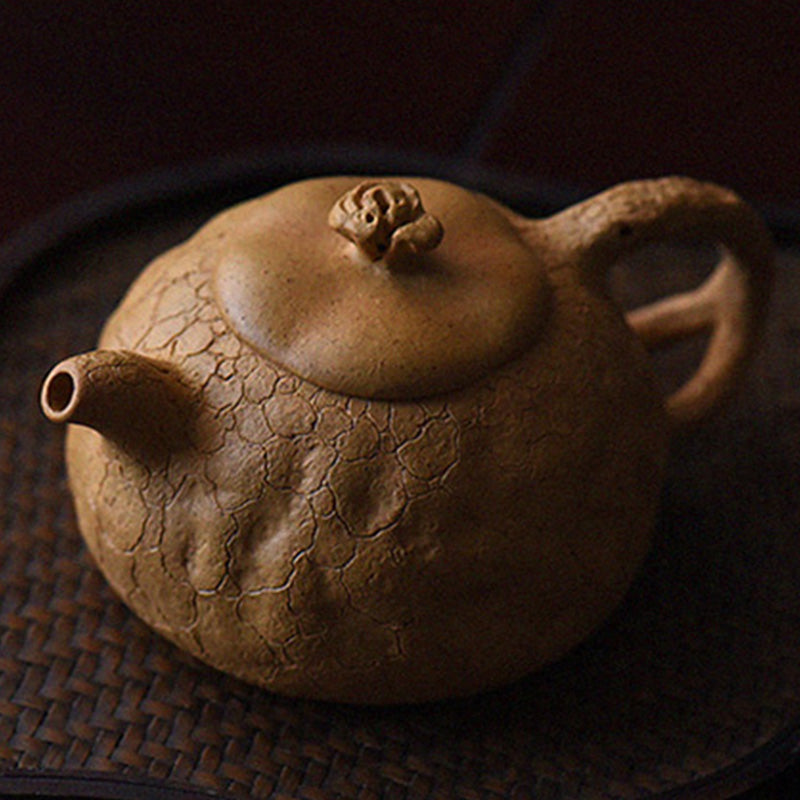 Buddha Stones Handmade Vintage Tree Texture Purple Clay Kung Fu Teapot 220ml - image 7