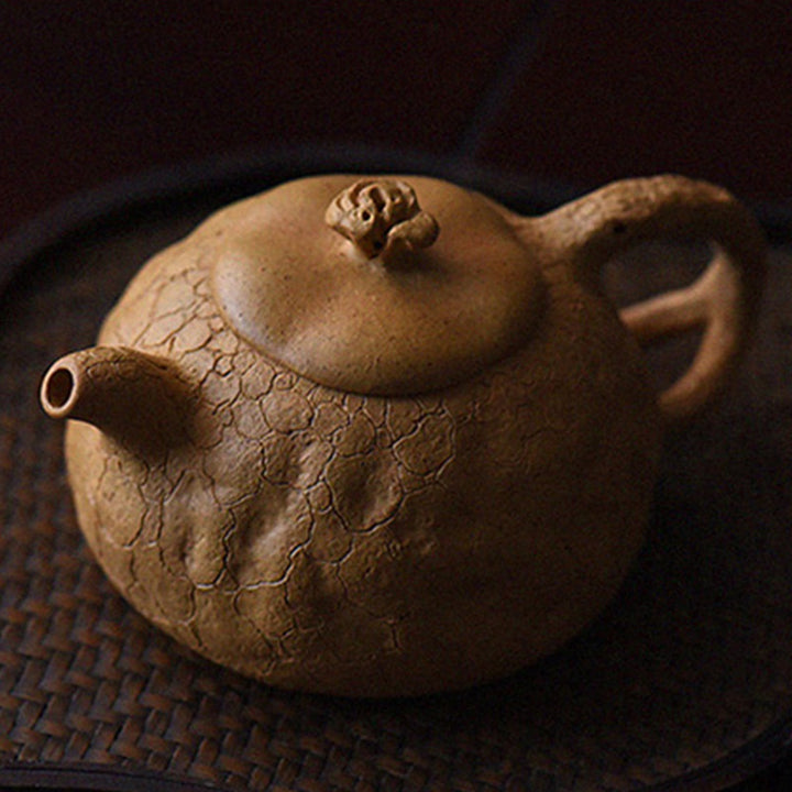 Buddha Stones Handmade Vintage Tree Texture Purple Clay Kung Fu Teapot 220ml - image 7