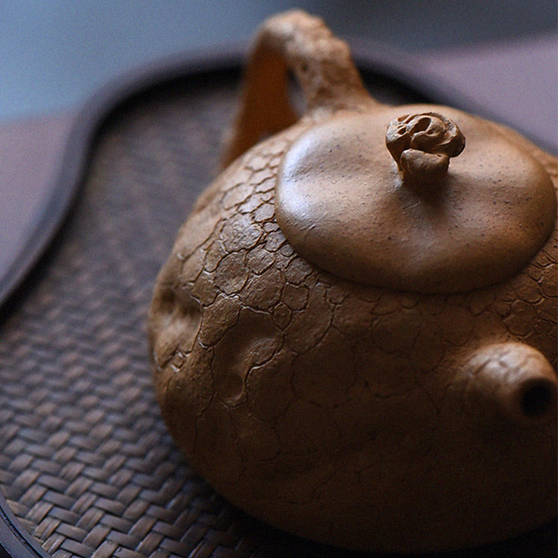 Buddha Stones Handmade Vintage Tree Texture Purple Clay Kung Fu Teapot 220ml - image 16