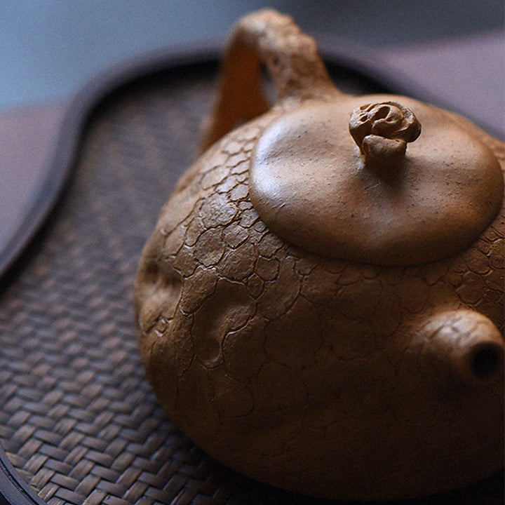 Buddha Stones Handmade Vintage Tree Texture Purple Clay Kung Fu Teapot 220ml - image 16