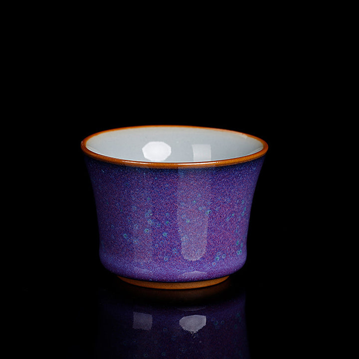Buddha Stones Kiln Change Ceramic Bamboo Design Teacup Kung Fu Tea Cup - Purple 6.3cm*4.5cm*65ml - image 12