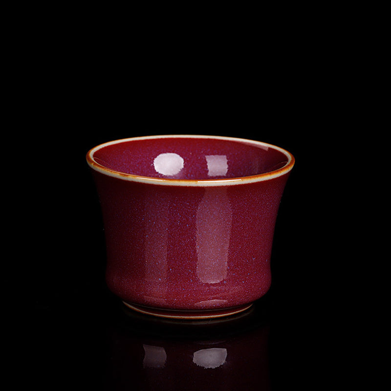 Buddha Stones Kiln Change Ceramic Bamboo Design Teacup Kung Fu Tea Cup - Red 6.3cm*4.5cm*65ml - image 10