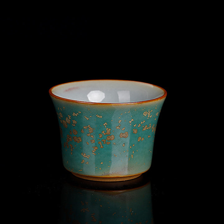 Buddha Stones Kiln Change Ceramic Bamboo Design Teacup Kung Fu Tea Cup - Green 6.3cm*4.5cm*65ml - image 11