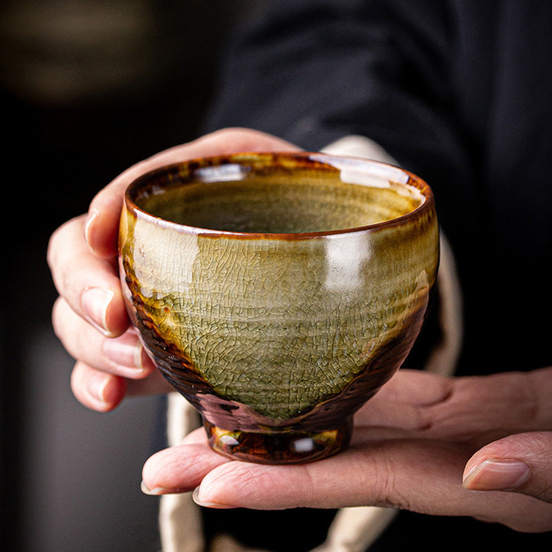 Buddha Stones Retro Brown Kiln Change Ceramic Teacup Kung Fu Tea Cup - 7.5cm*6.5cm*130ml - image 0