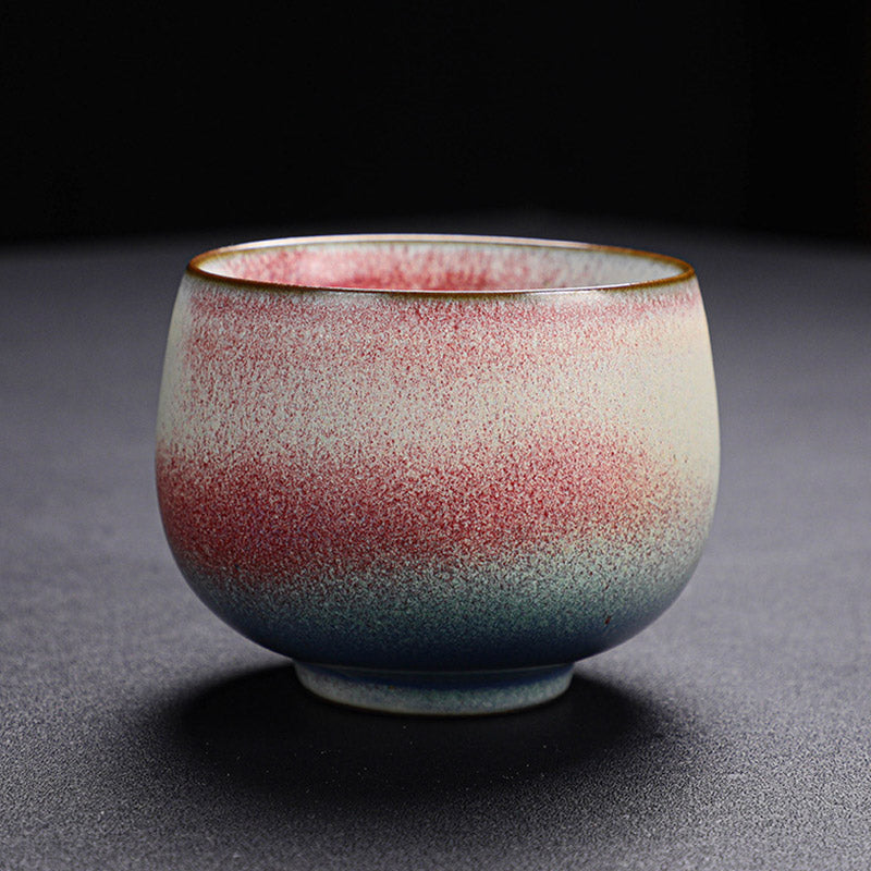 Buddha Stones Retro Red Gradient Kiln Change Ceramic Teacup Kung Fu Tea Cup - 8cm*6.2cm*160ml - image 1