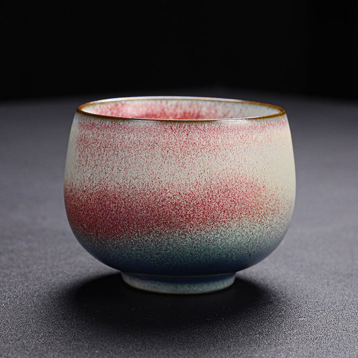 Buddha Stones Retro Red Gradient Kiln Change Ceramic Teacup Kung Fu Tea Cup - 8cm*6.2cm*160ml - image 1