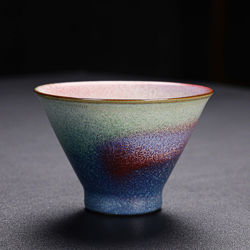 Buddha Stones Retro Red Gradient Kiln Change Ceramic Teacup Kung Fu Tea Cup - 8.5cm*5.8cm*100ml - image 6