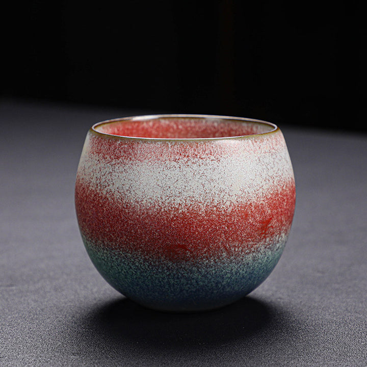 Buddha Stones Retro Red Gradient Kiln Change Ceramic Teacup Kung Fu Tea Cup - 7.2cm*6cm*140ml - image 7