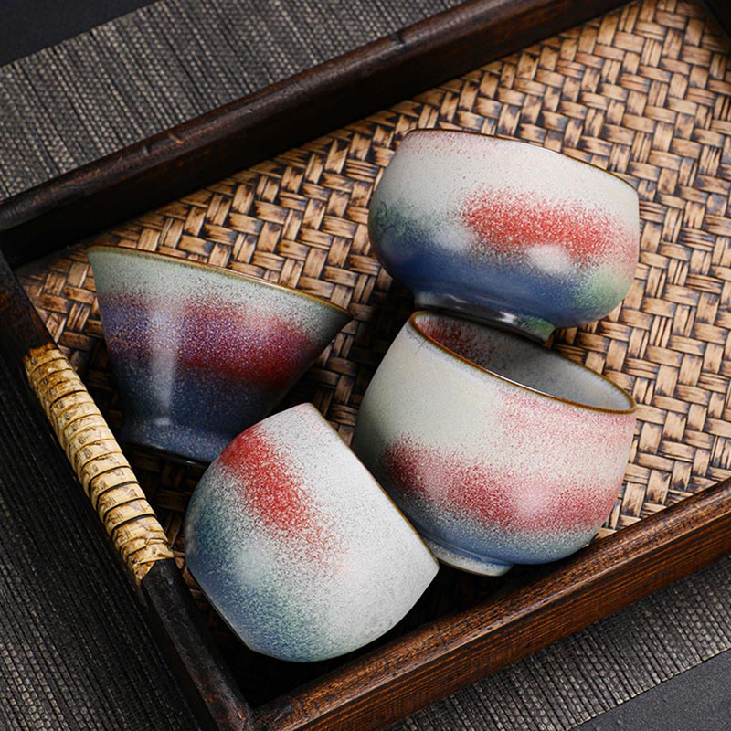 Buddha Stones Retro Red Gradient Kiln Change Ceramic Teacup Kung Fu Tea Cup - image 8