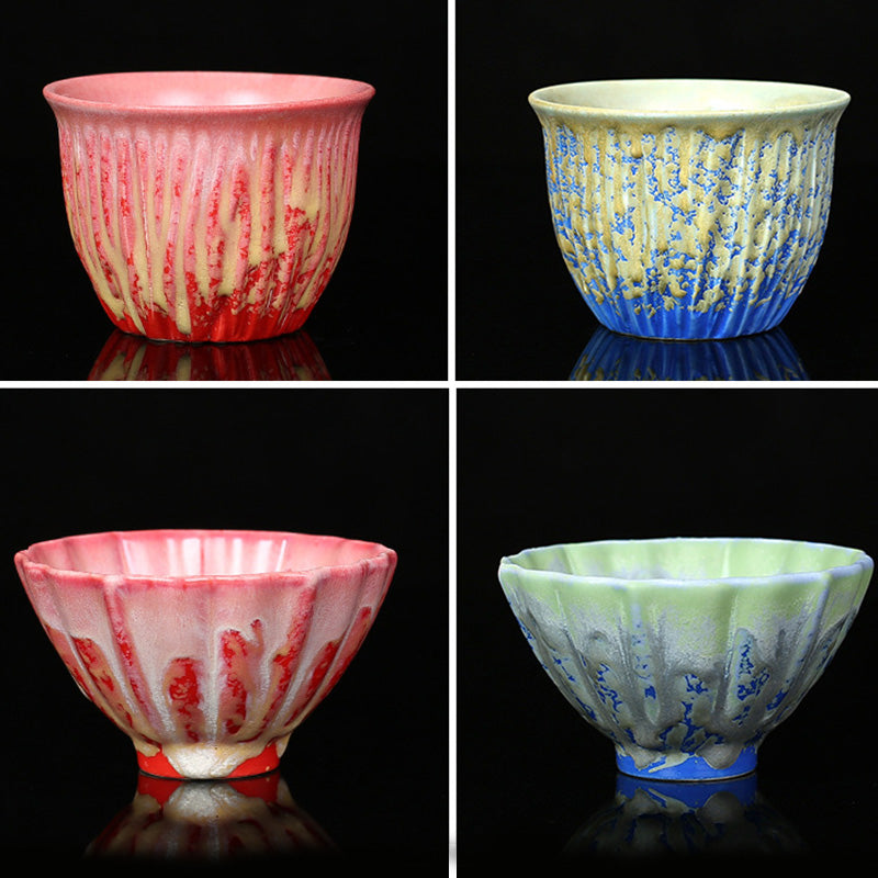 Buddha Stones Retro Blue Red Gradient Lotus Pattern Kiln Change Ceramic Teacup Kung Fu Tea Cup Bowl - image 17