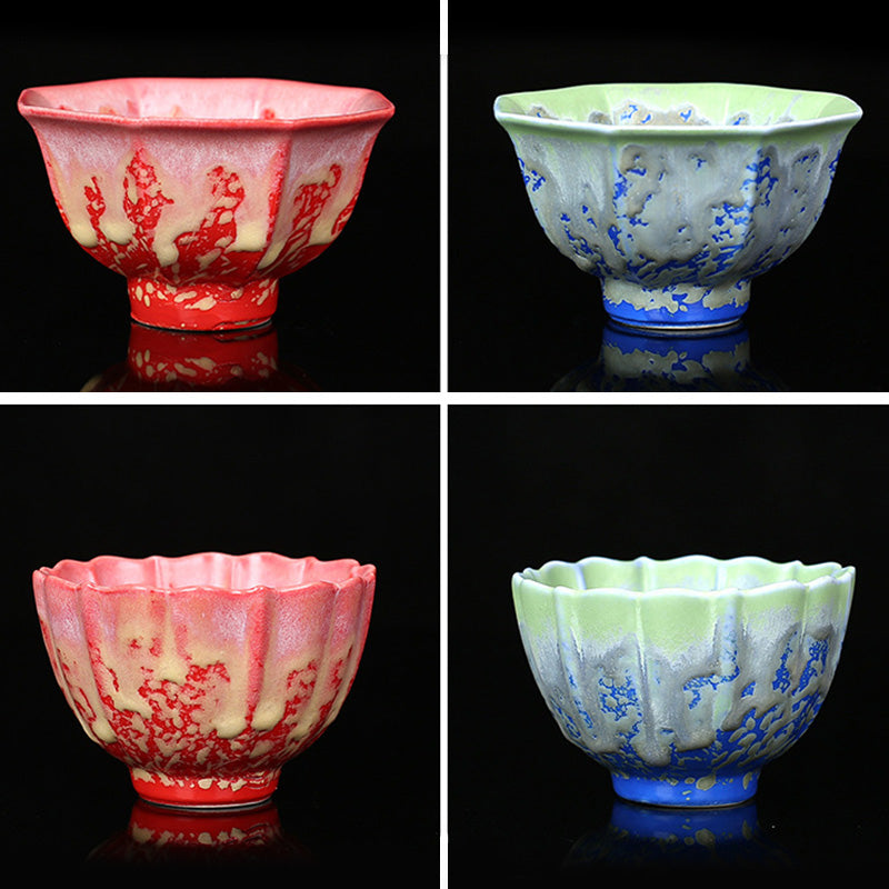 Buddha Stones Retro Blue Red Gradient Lotus Pattern Kiln Change Ceramic Teacup Kung Fu Tea Cup Bowl - image 19