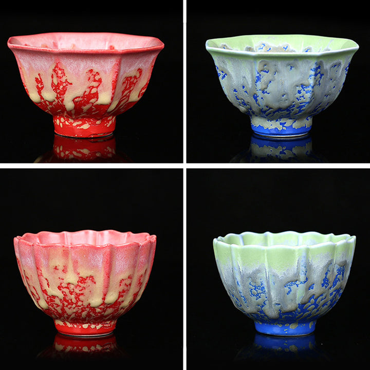 Buddha Stones Retro Blue Red Gradient Lotus Pattern Kiln Change Ceramic Teacup Kung Fu Tea Cup Bowl - image 19