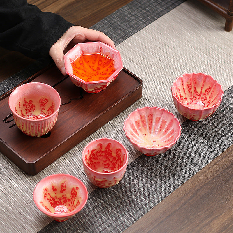 Buddha Stones Retro Blue Red Gradient Lotus Pattern Kiln Change Ceramic Teacup Kung Fu Tea Cup Bowl - image 10