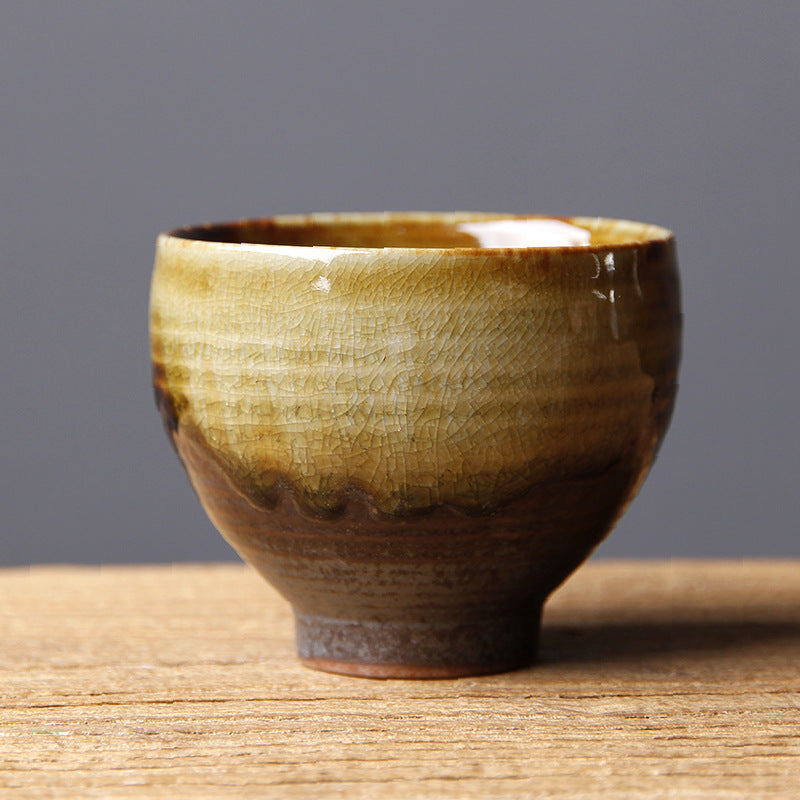 Buddha Stones Vintage Brown Beige Kiln Change Ceramic Teacup Kung Fu Tea Cup Bowl - 7.5cm*6cm*130ml - image 2