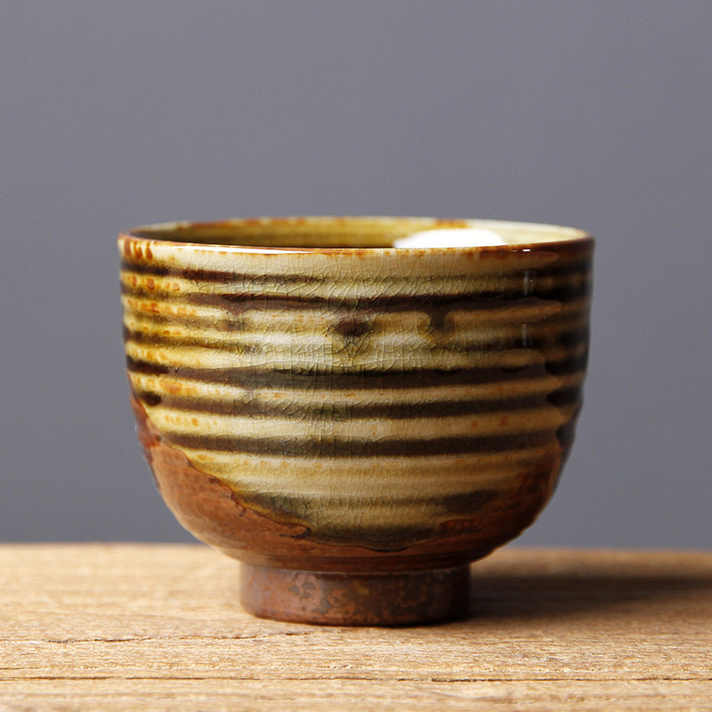 Buddha Stones Vintage Brown Beige Kiln Change Ceramic Teacup Kung Fu Tea Cup Bowl - 7.5cm*5.6cm*125ml - image 5