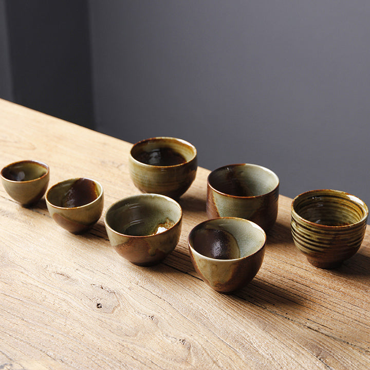 Buddha Stones Vintage Brown Beige Kiln Change Ceramic Teacup Kung Fu Tea Cup Bowl - image 10