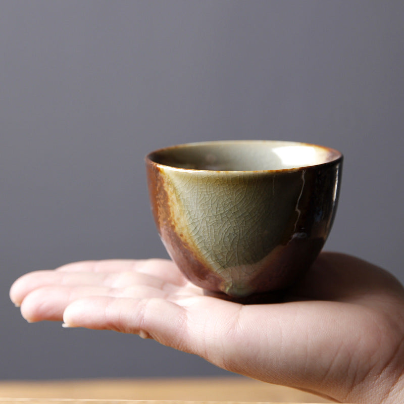 Buddha Stones Vintage Brown Beige Kiln Change Ceramic Teacup Kung Fu Tea Cup Bowl - image 8