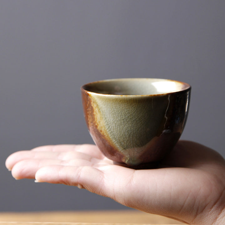 Buddha Stones Vintage Brown Beige Kiln Change Ceramic Teacup Kung Fu Tea Cup Bowl - image 8