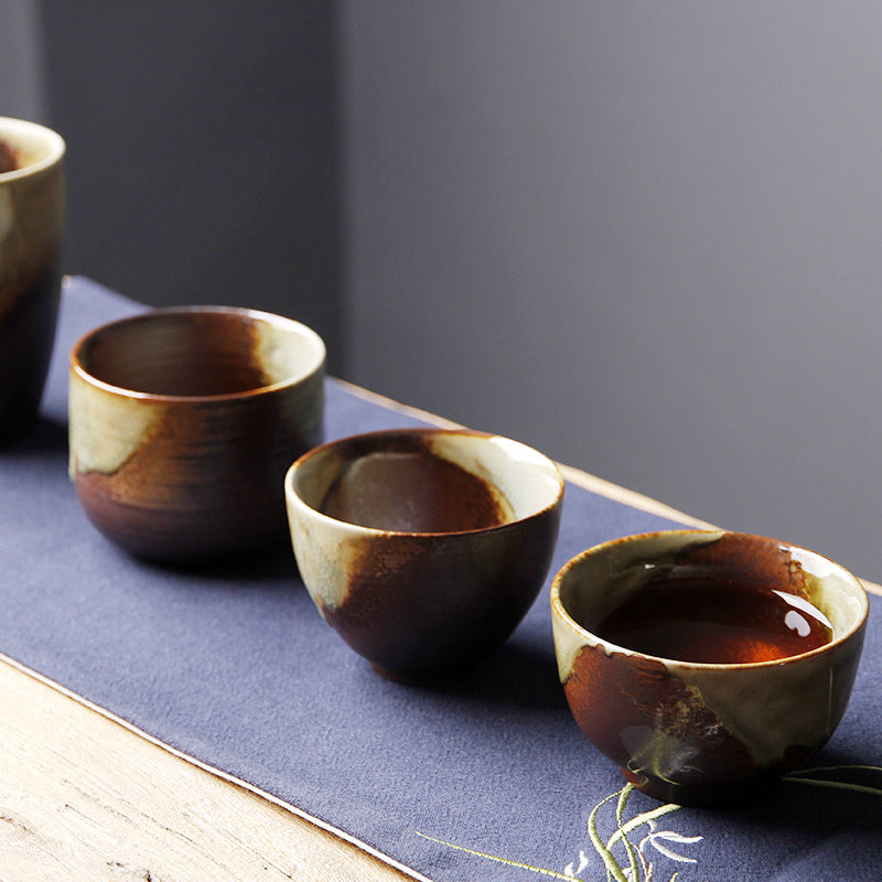Buddha Stones Vintage Brown Beige Kiln Change Ceramic Teacup Kung Fu Tea Cup Bowl - image 11