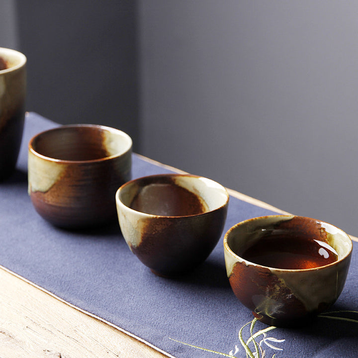 Buddha Stones Vintage Brown Beige Kiln Change Ceramic Teacup Kung Fu Tea Cup Bowl - image 11