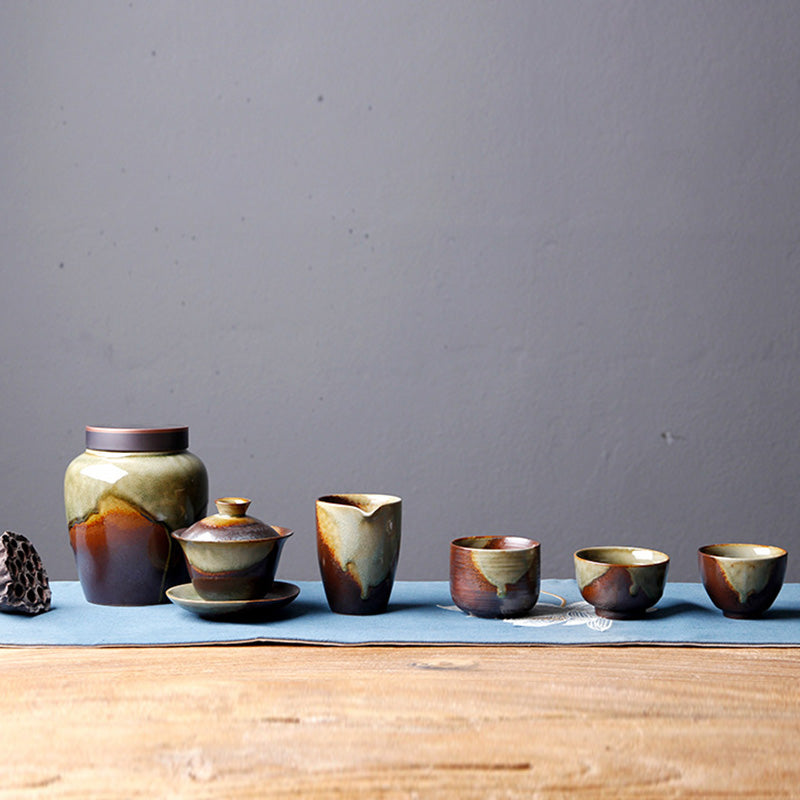 Buddha Stones Vintage Brown Beige Kiln Change Ceramic Teacup Kung Fu Tea Cup Bowl - image 16
