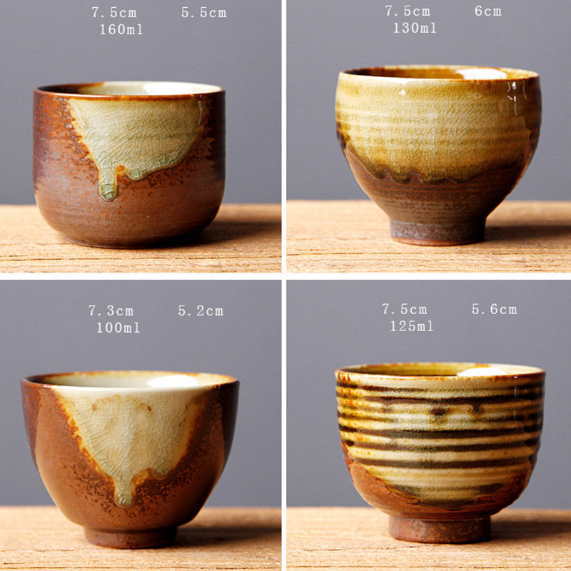 Buddha Stones Vintage Brown Beige Kiln Change Ceramic Teacup Kung Fu Tea Cup Bowl - image 17