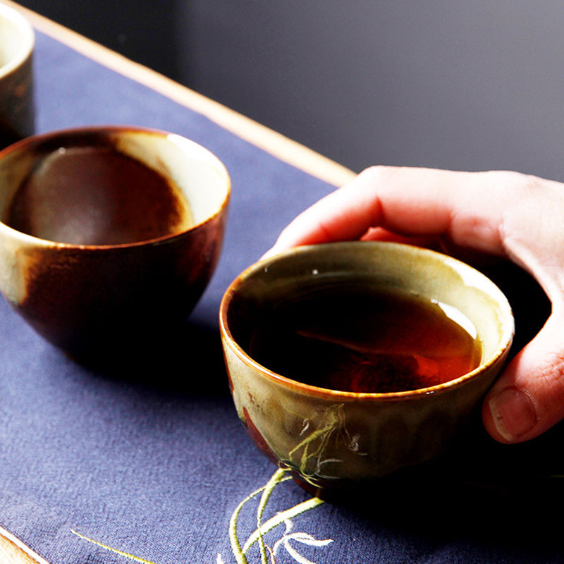 Buddha Stones Vintage Brown Beige Kiln Change Ceramic Teacup Kung Fu Tea Cup Bowl - image 15