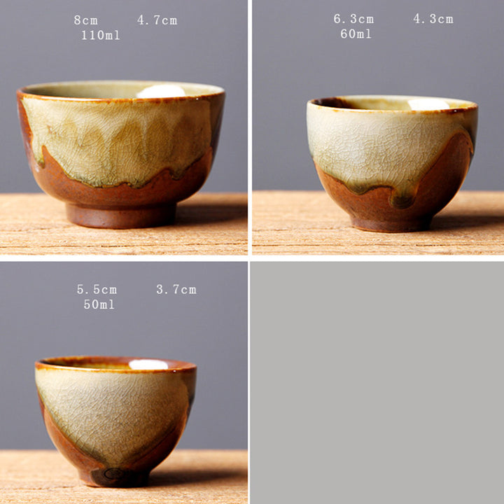 Buddha Stones Vintage Brown Beige Kiln Change Ceramic Teacup Kung Fu Tea Cup Bowl - image 18