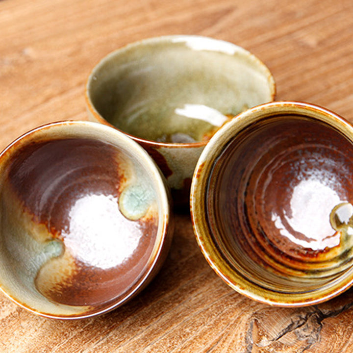 Buddha Stones Vintage Brown Beige Kiln Change Ceramic Teacup Kung Fu Tea Cup Bowl - image 12