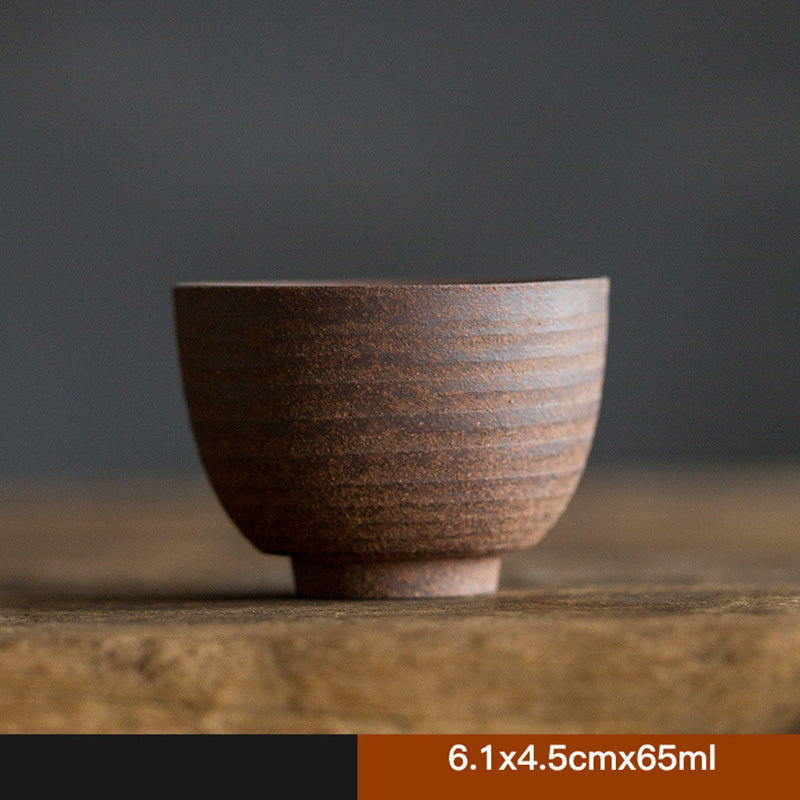 Buddha Stones Handcrafted Retro Brown Ceramic Teacup Kung Fu Tea Cup - 6.1x4.5cmx65ml - image 1