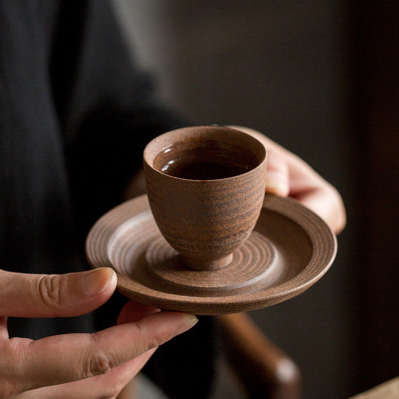 Buddha Stones Handcrafted Retro Brown Ceramic Teacup Kung Fu Tea Cup - image 14