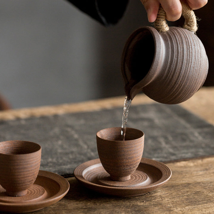 Buddha Stones Handcrafted Retro Brown Ceramic Teacup Kung Fu Tea Cup - image 15