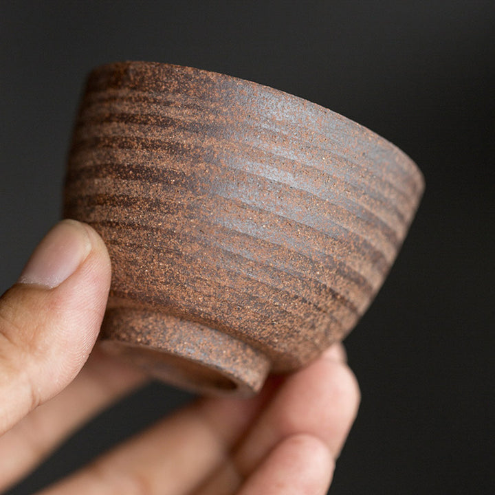 Buddha Stones Handcrafted Retro Brown Ceramic Teacup Kung Fu Tea Cup - image 2