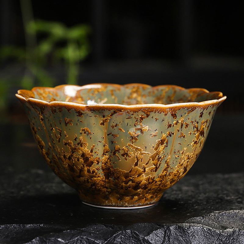 Buddha Stones Colorful Brown Ceramic Teacup Kung Fu Tea Cup Bowl - 9.1cm*4.8cm*110ml - Without Gift Box - image 13