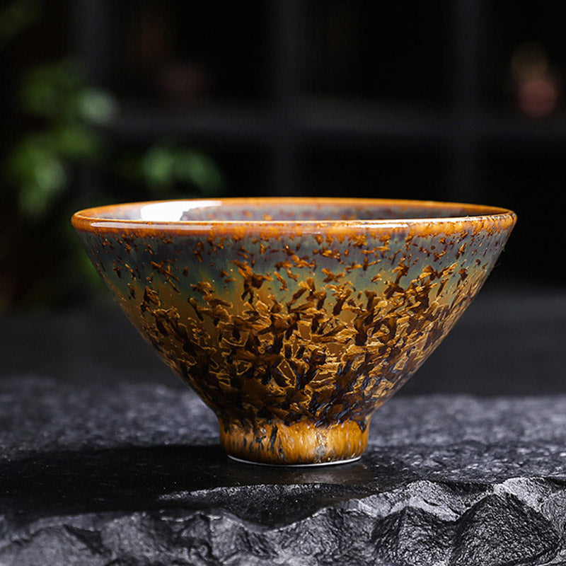 Buddha Stones Colorful Brown Ceramic Teacup Kung Fu Tea Cup Bowl - 9cm*5cm*100ml - Without Gift Box - image 8
