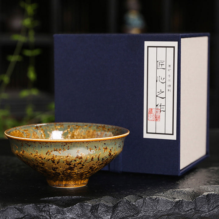 Buddha Stones Colorful Brown Ceramic Teacup Kung Fu Tea Cup Bowl - 10.5cm*4.5cm*125ml - With Gift Box - image 29
