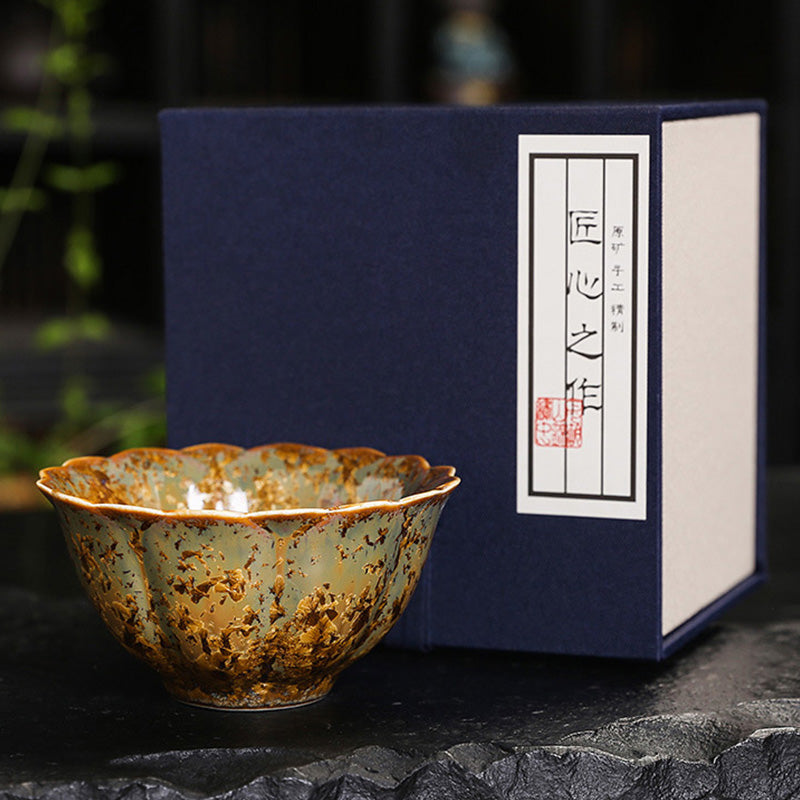 Buddha Stones Colorful Brown Ceramic Teacup Kung Fu Tea Cup Bowl - 9.1cm*4.8cm*110ml - With Gift Box - image 15