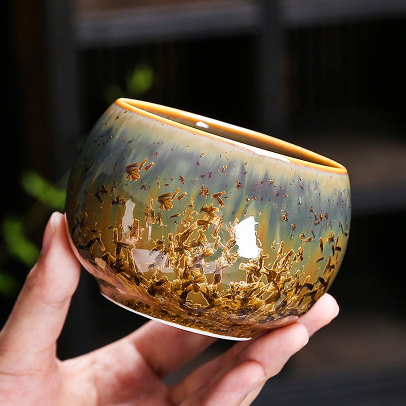Buddha Stones Colorful Brown Ceramic Teacup Kung Fu Tea Cup Bowl - image 1