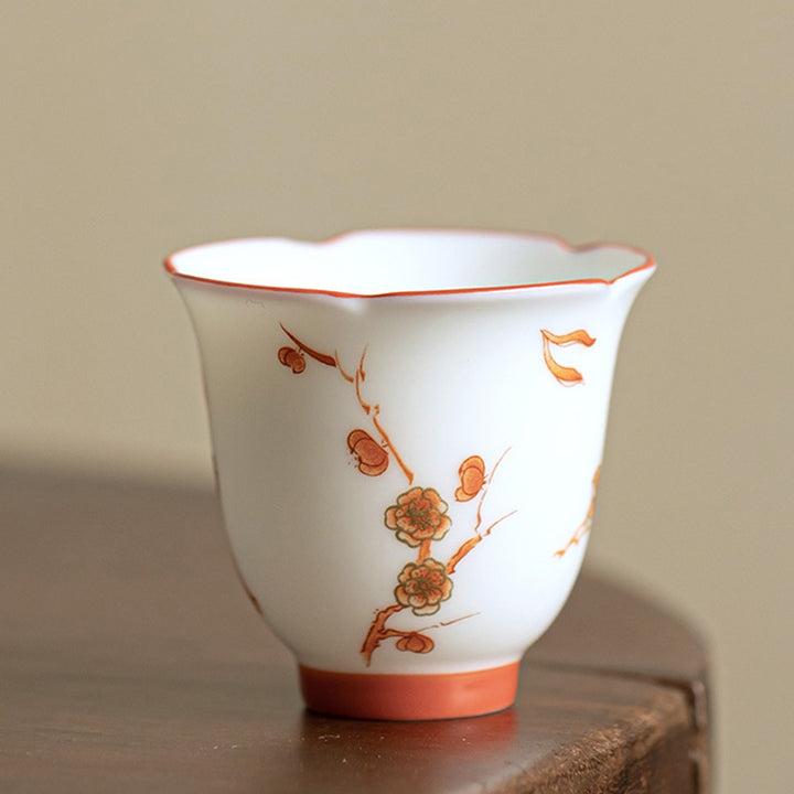 Buddha Stones White Porcelain Flowers Ceramic Gaiwan Sancai Teacup Kung Fu Tea Cup And Saucer With Lid - Cup 5cm*4.5cm*50ml - image 13