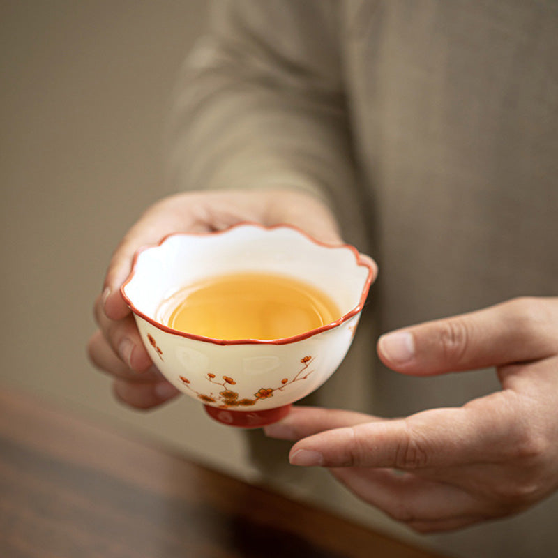 Buddha Stones White Porcelain Flowers Ceramic Gaiwan Sancai Teacup Kung Fu Tea Cup And Saucer With Lid - image 12